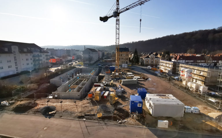 Kellergeschoss des 7. Mehrfamilienhauses zeichnet sich ab