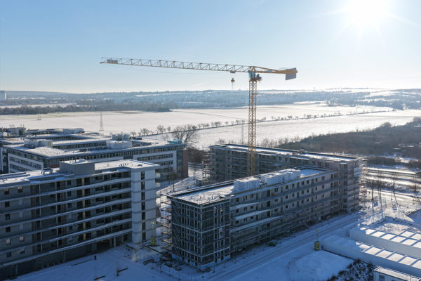 Rohbauten Bauabschnitt F und bezugsfertiges Mehrfamilienhaus EURO H