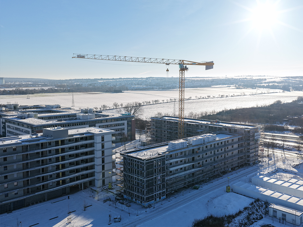 Rohbauten Bauabschnitt F und bezugsfertiges Mehrfamilienhaus EURO H